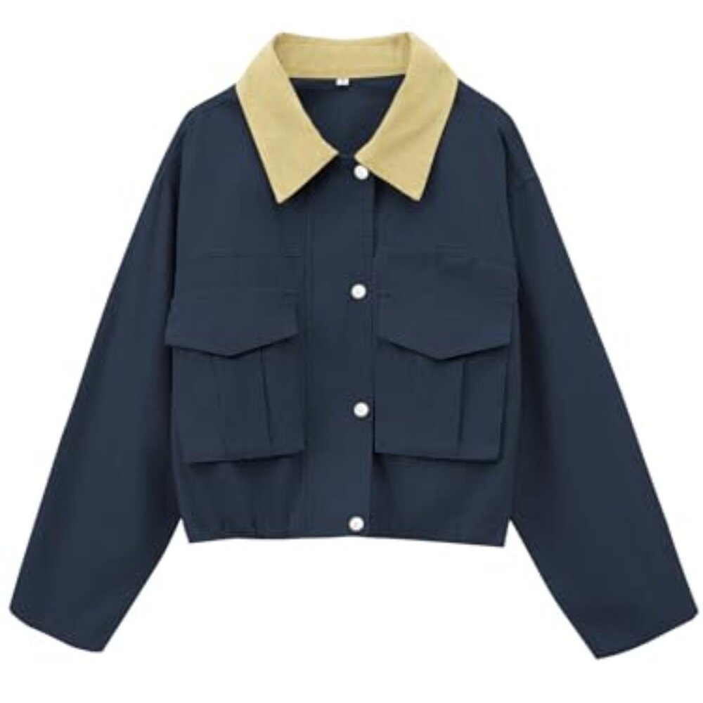 Cropped Bomber Jacket Oversized Utility Zip Up Li… - image 2